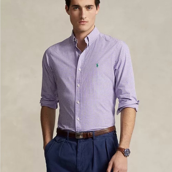 Ralph Lauren Slim Fit Gingham Stretch Poplin Shirt - Picture 1 of 5